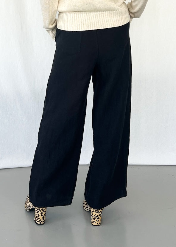 Jude Linen Pants - Black - Product Image