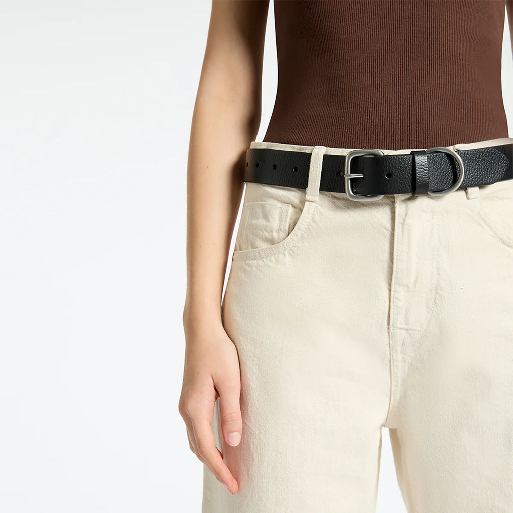 Disarm - Black Silver Leather Belt - Product Image