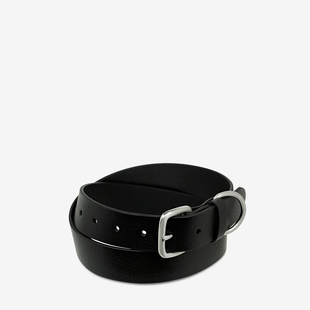 Disarm - Black Silver Leather Belt - Product Image