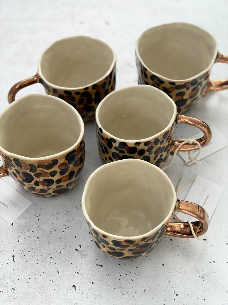 Mae Button Handmade Drinking Mug - Leopard - Product Image