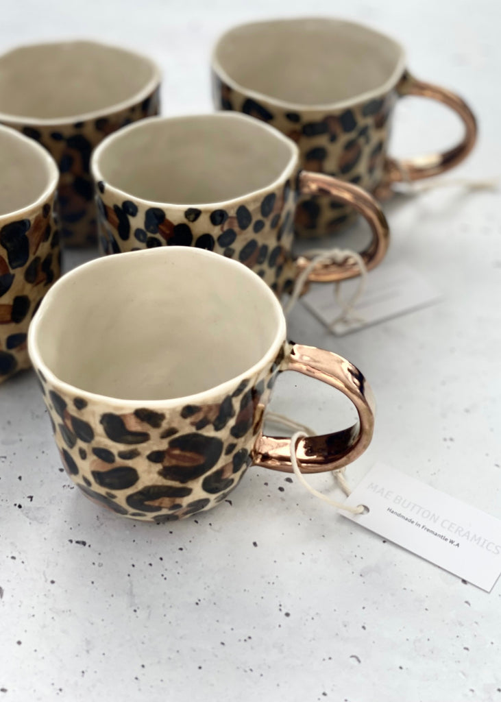 Mae Button Handmade Drinking Mug - Leopard - Product Image